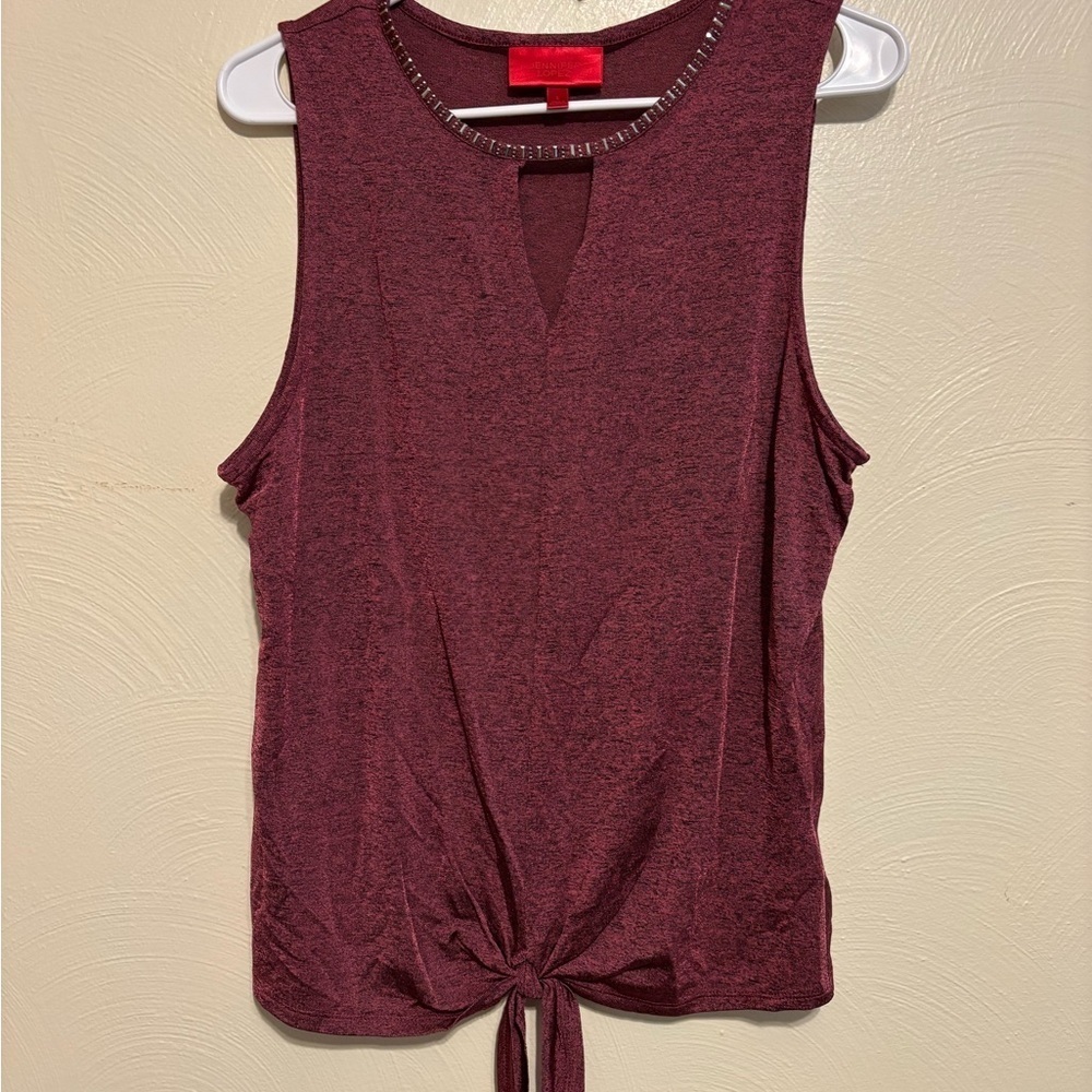Jennifer Lopez Red Sleeveless Tie Front Tank Top